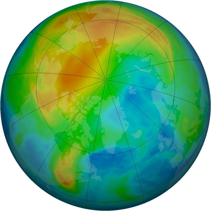 Arctic ozone map for 21 November 1987